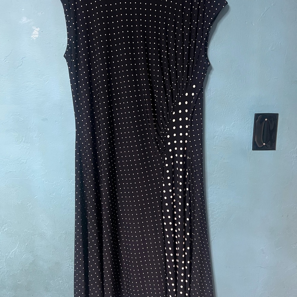 Elegant Ralph Lauren Navy Blue Polka Dot Dress